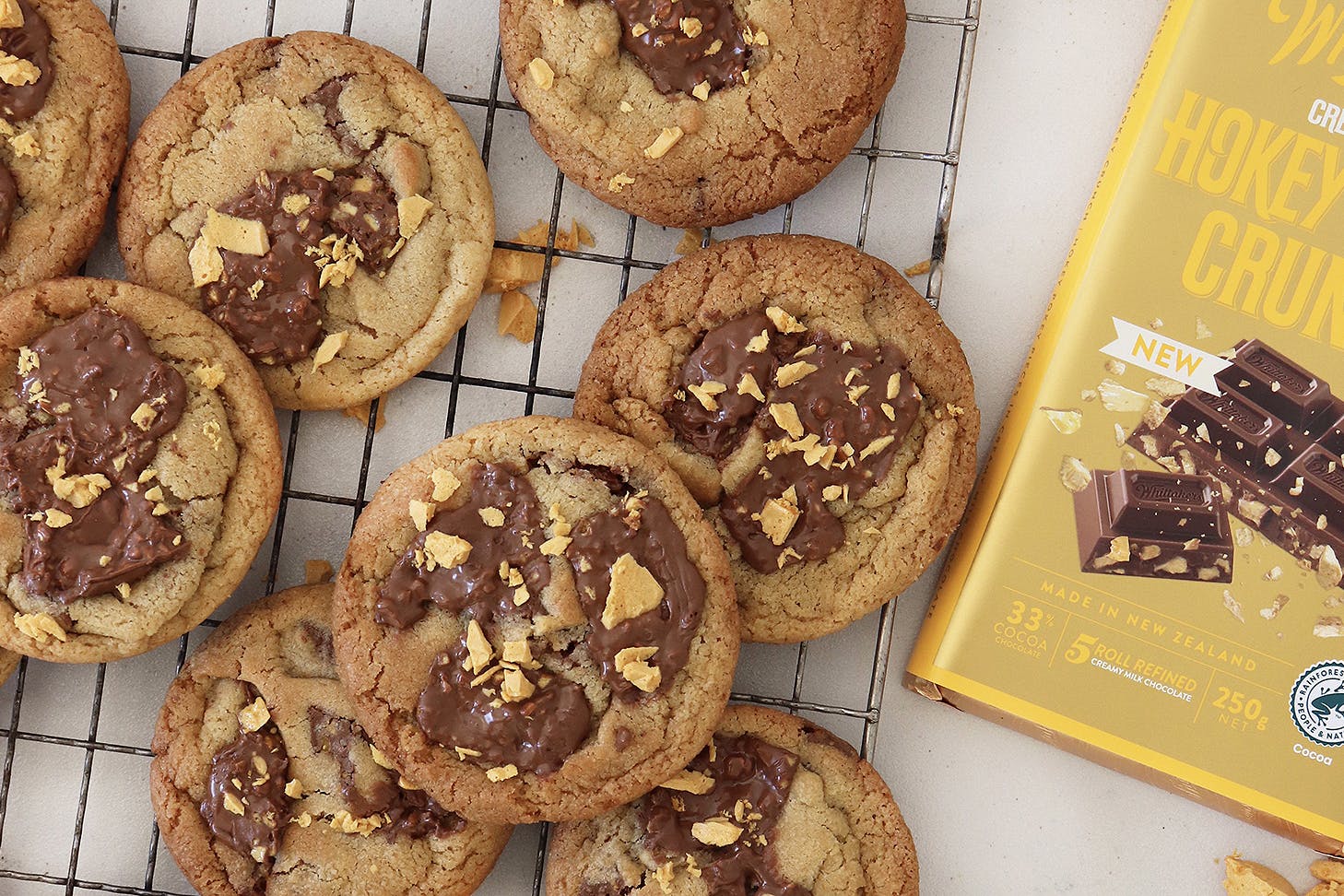 Freshly baked whittaker's hokey pokey biscuits